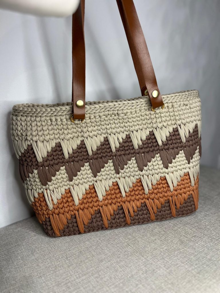 Sac à main Bandoulière cuir - Hiver / été fait à la main au crochet